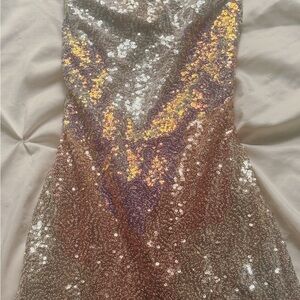 Windsor Sequin Backless Dress in Silver and Gold